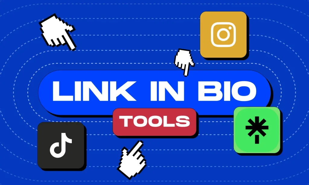 Ilustrasi bio link yang menghubungkan Instagram, TikTok, dan platform digital lainnya